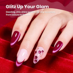 Beetles Pink Cat Eye Gel Polish glossy finish after UV/LED cure.