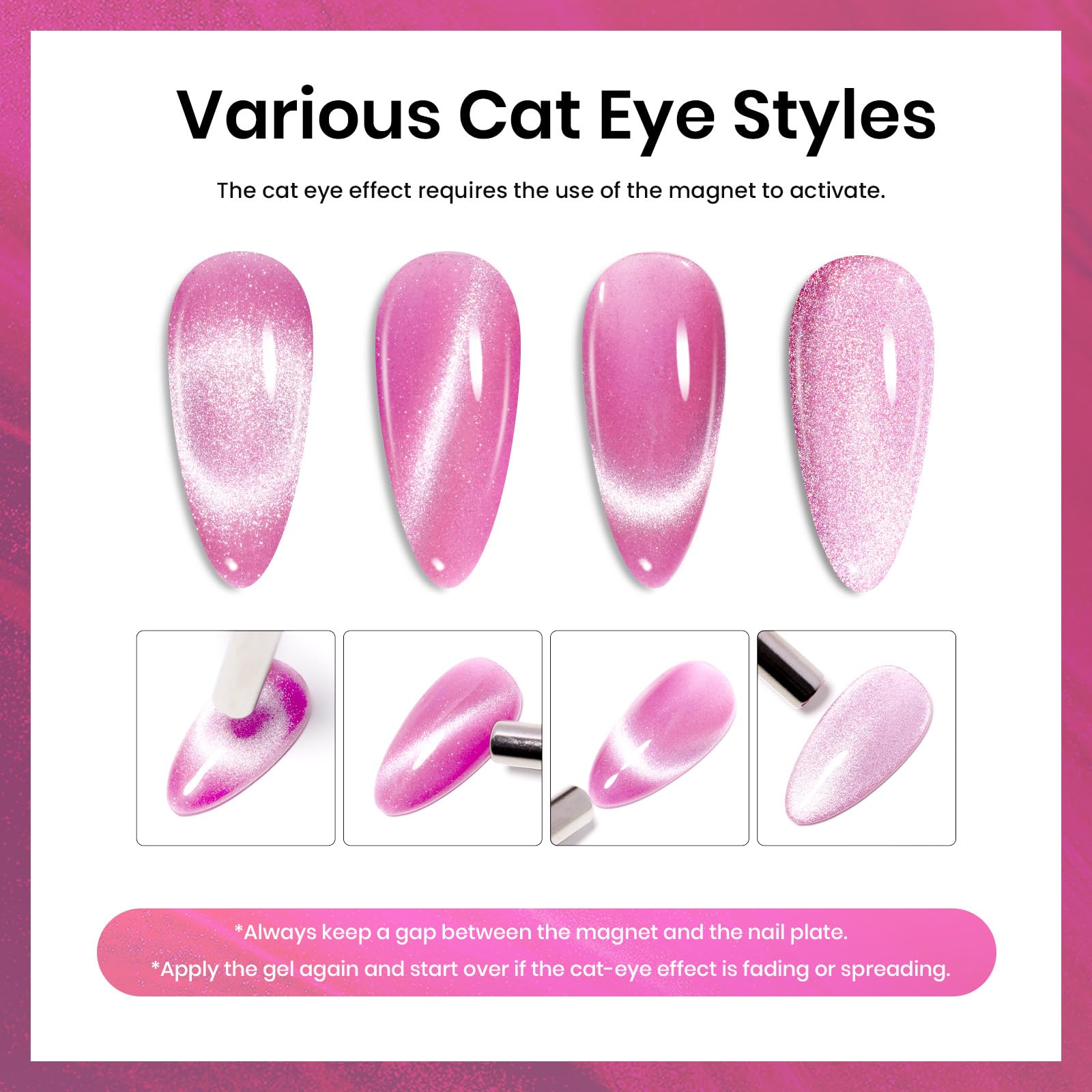 Beetles Pink Cat Eye nail polish under LED curing for quick salon-like setting.