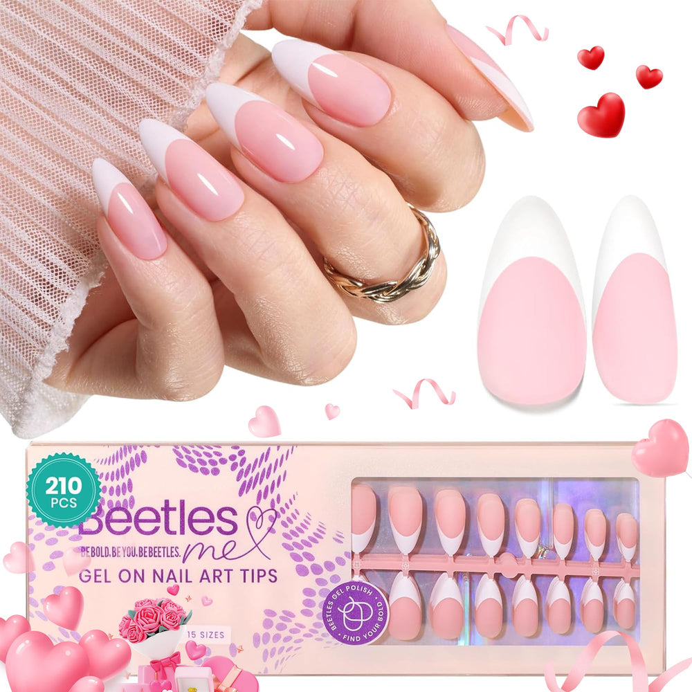 Beetles pink French tips press-on nails for at-home salon-quality manicures.