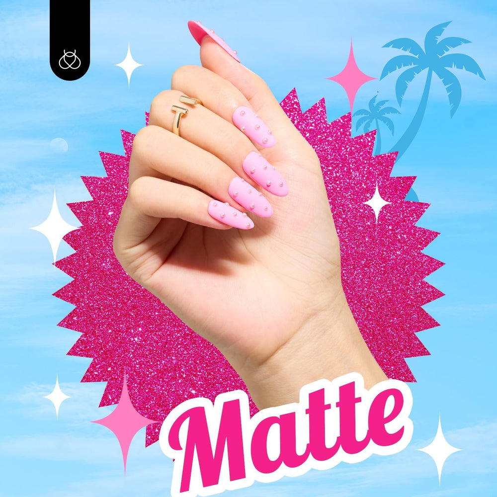 Beetles pink gel polish application process highlighting even coverage.