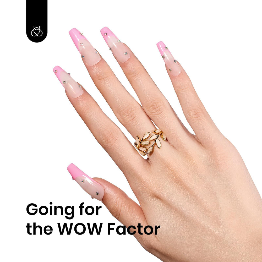 Beetles Pink Gel Polish bottle shows base and top coat for durability.