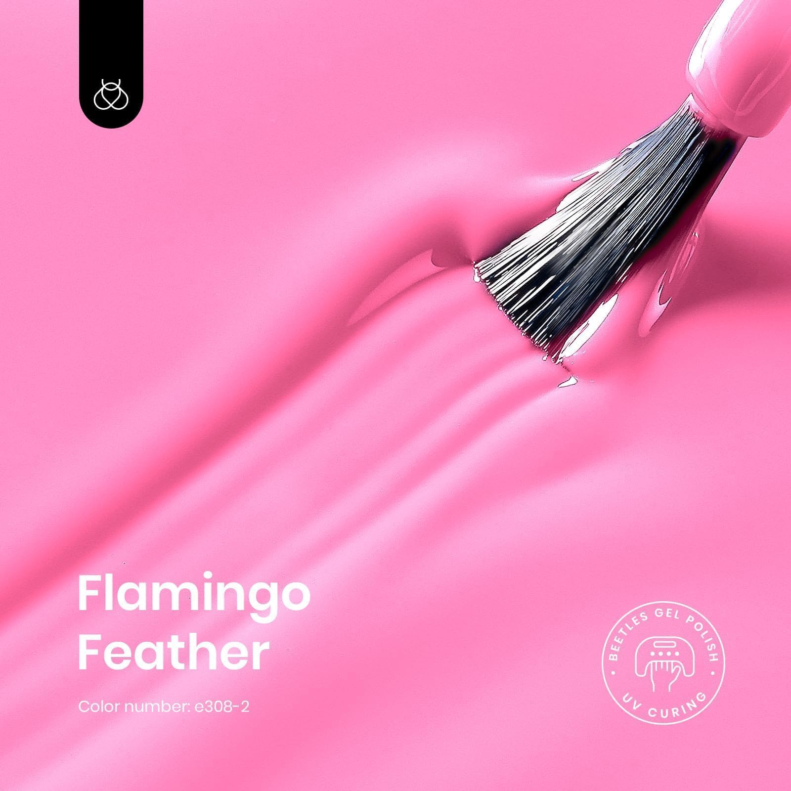Beetles Pink Gel Nail Polish Flamingo Feather on nails for everyday wear.