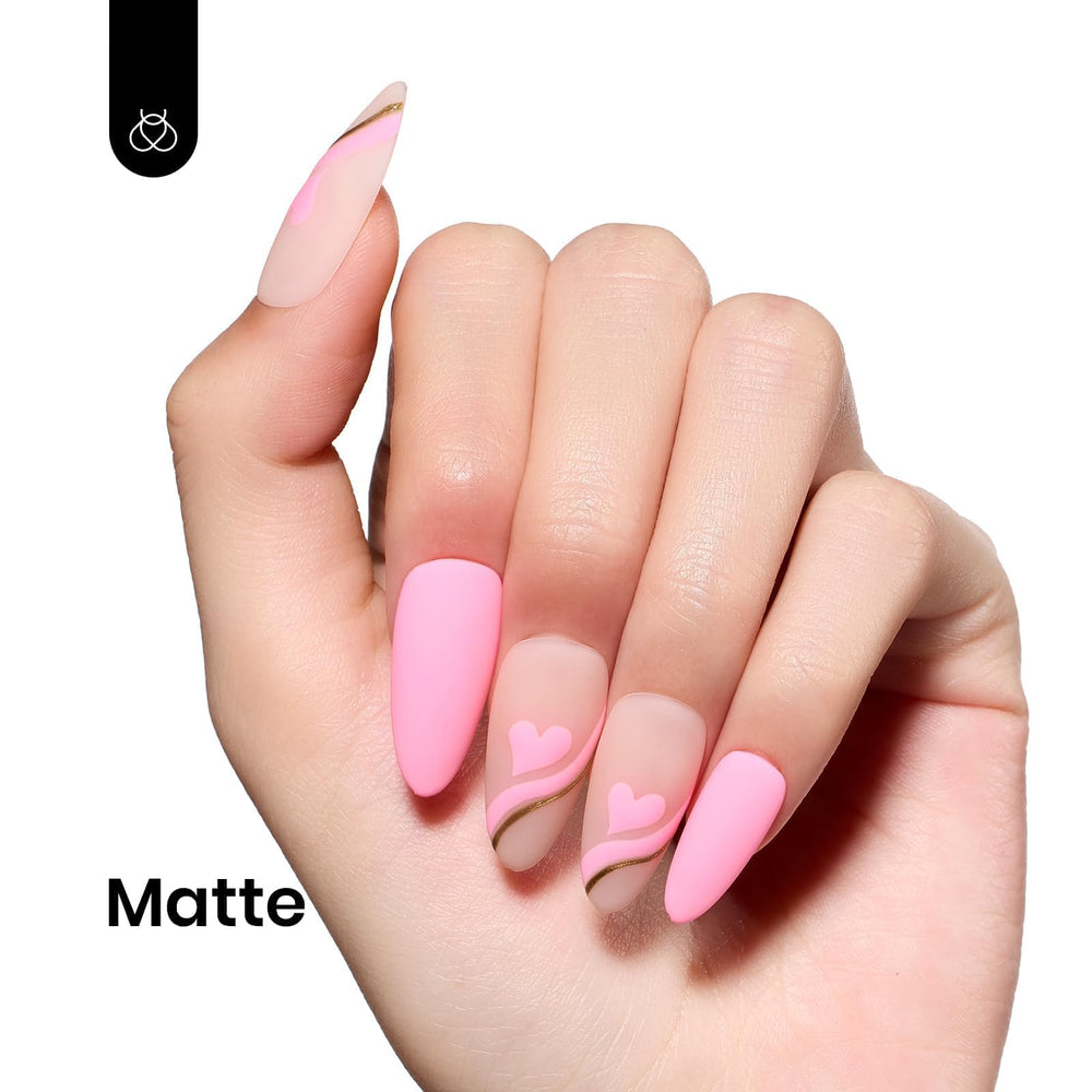 Beetles Pink Gel Polish with LED lamp setup enables quick curing.