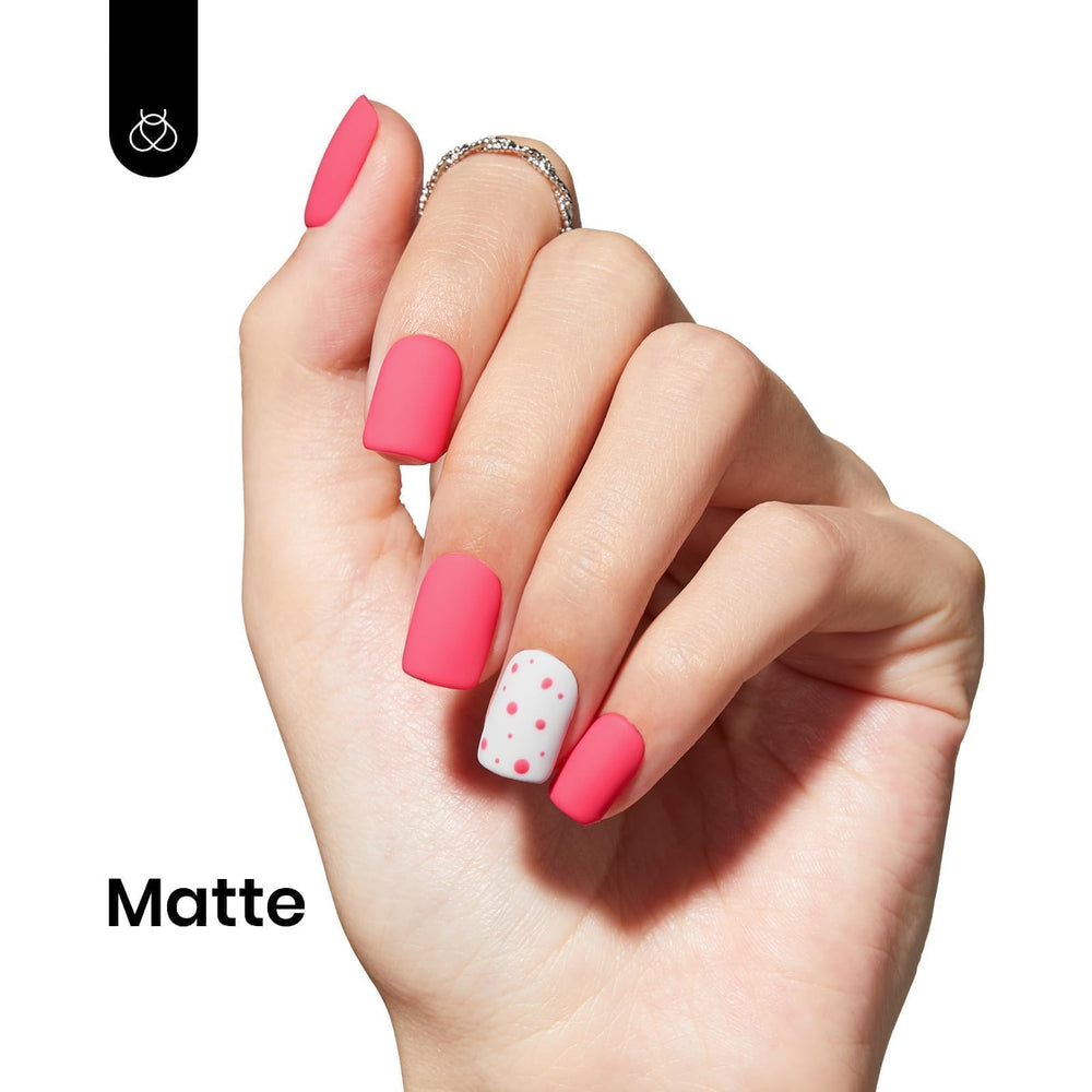 Beetles Pink Gel Nail Polish under LED/UV curing, quick dry for efficient at-home sessions.