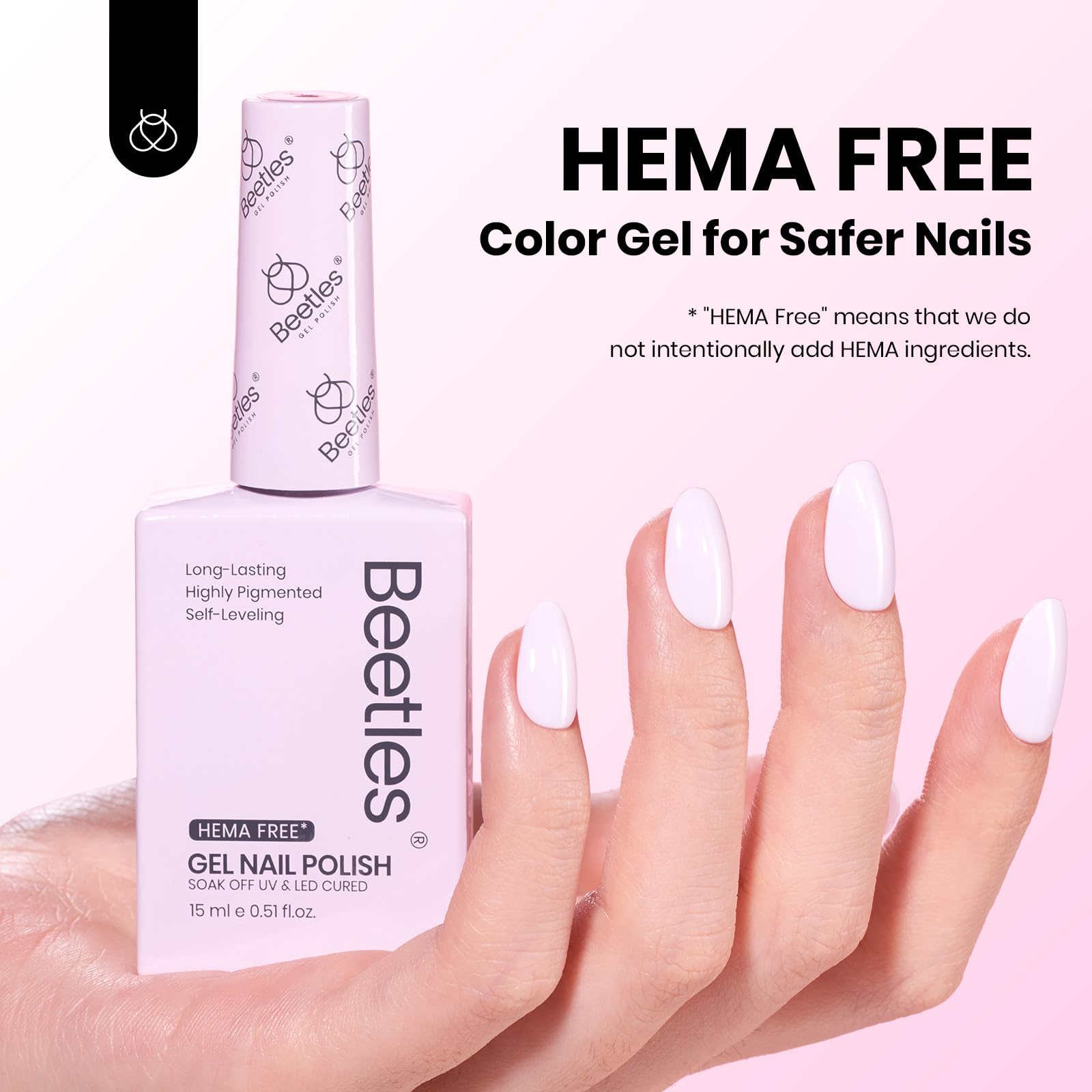 Beetles Pink Gel Nail Polish on nails showcases a high gloss finish