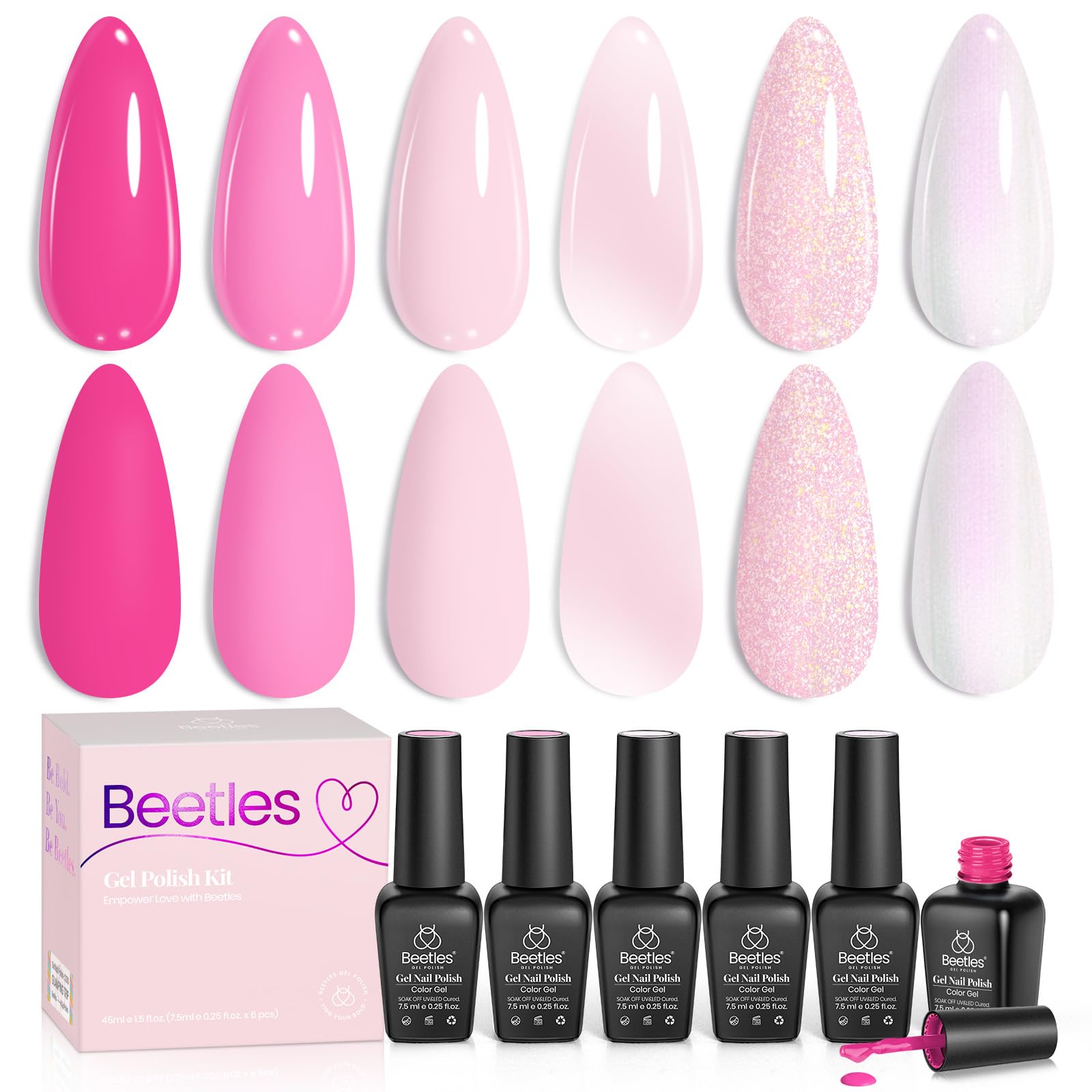 Be beetles Pink Gel Nail Polish Set Blush Cotton bottle close-up for long-lasting color