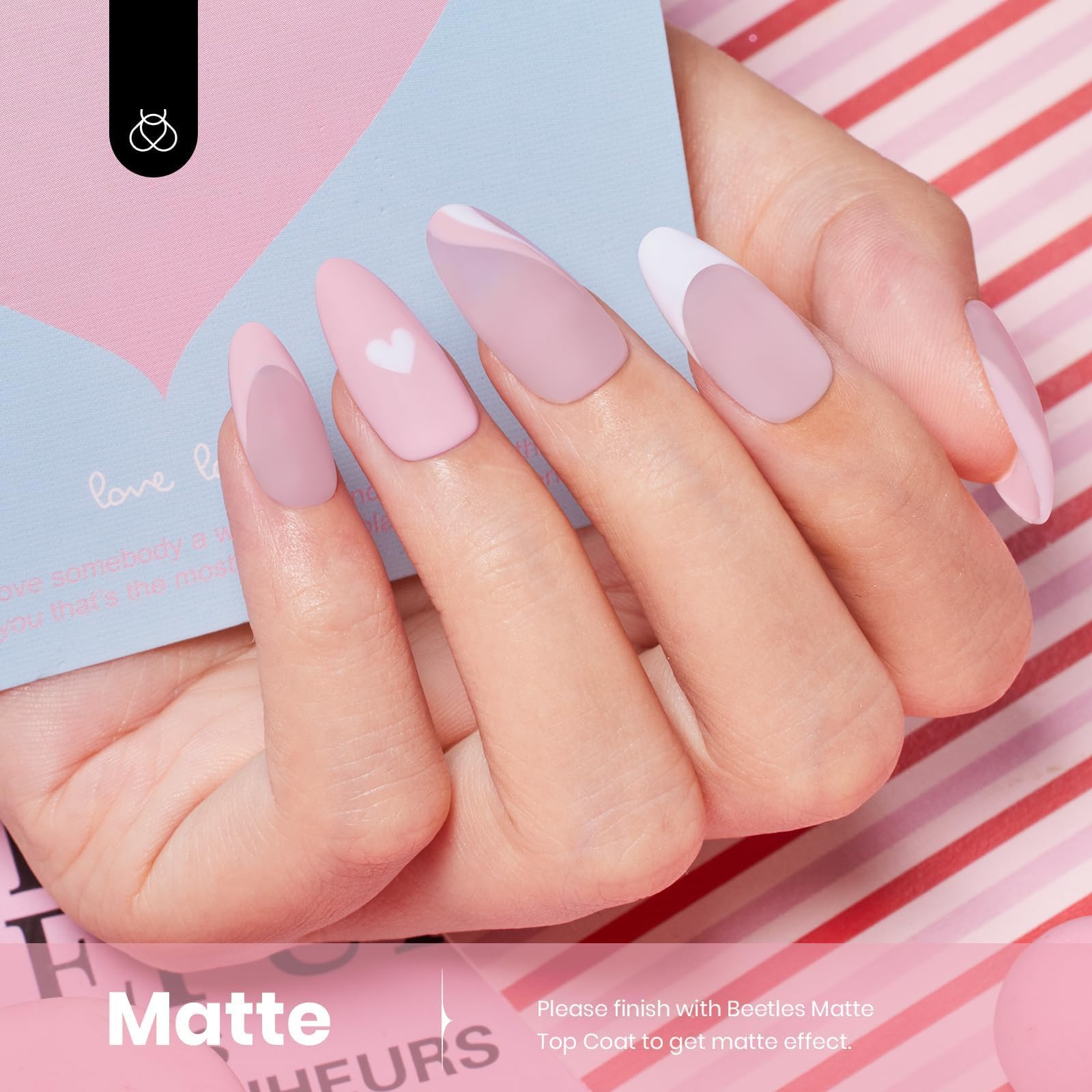Beetles Pink Gel Nail Polish soak-off removal shows easy cleanup and removal process.
