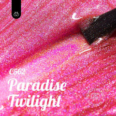 Beetles Pink Glitter Gel Polish cap close-up highlights reflective shimmer.