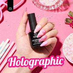 Beetles Pink Glitter Gel Polish swatch reveals velvety color payoff and sparkle.
