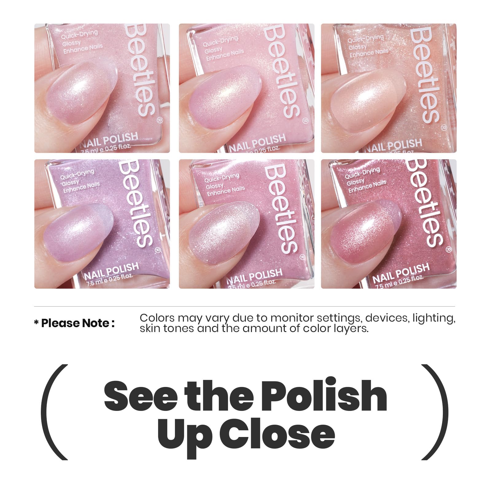 Beetles Pink Nail Polish Set enriched formula with keratin biotin and vitamin E