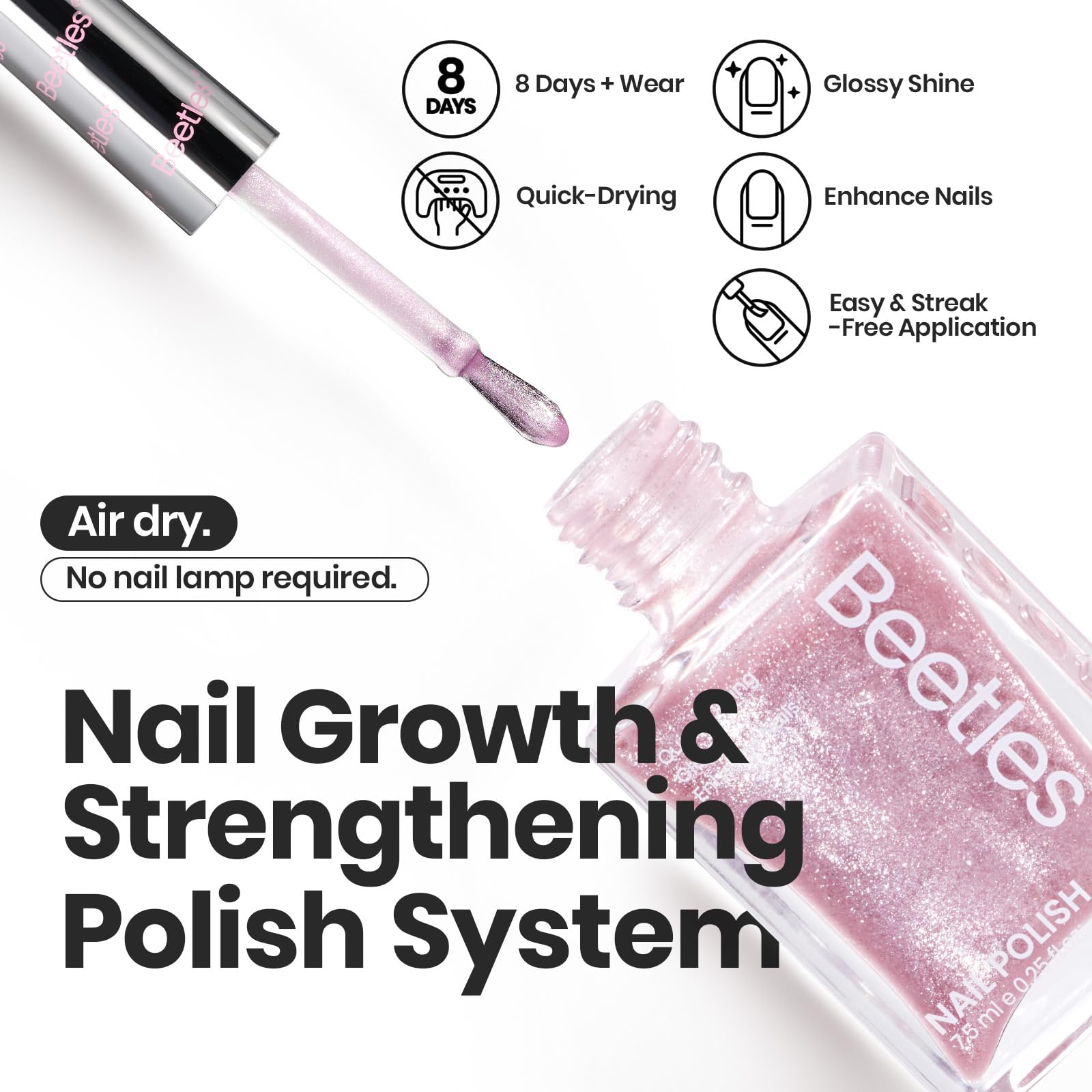 Beetles Pink Nail Polish Set glitter bottles showcased for vibrant nails with salon-grade shine
