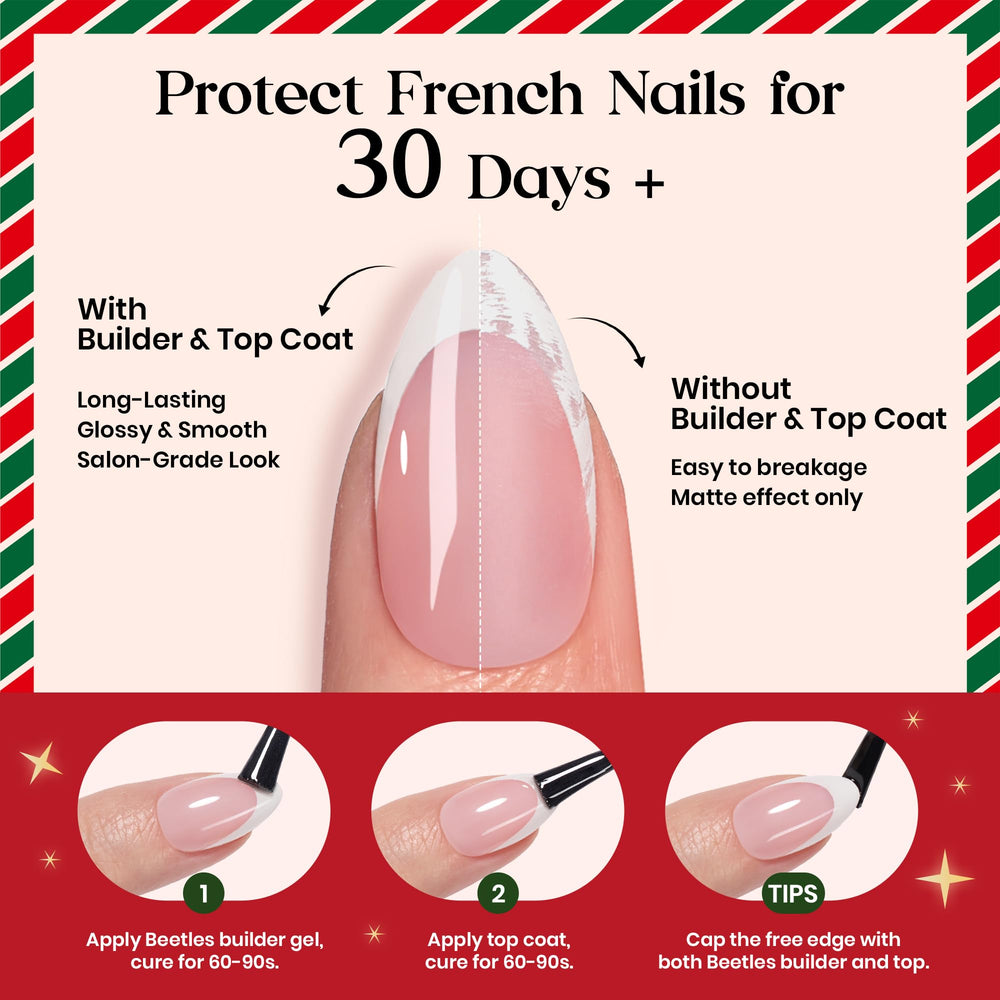 Beetles Pre-French Tips simple at-home application with glue and top coat.