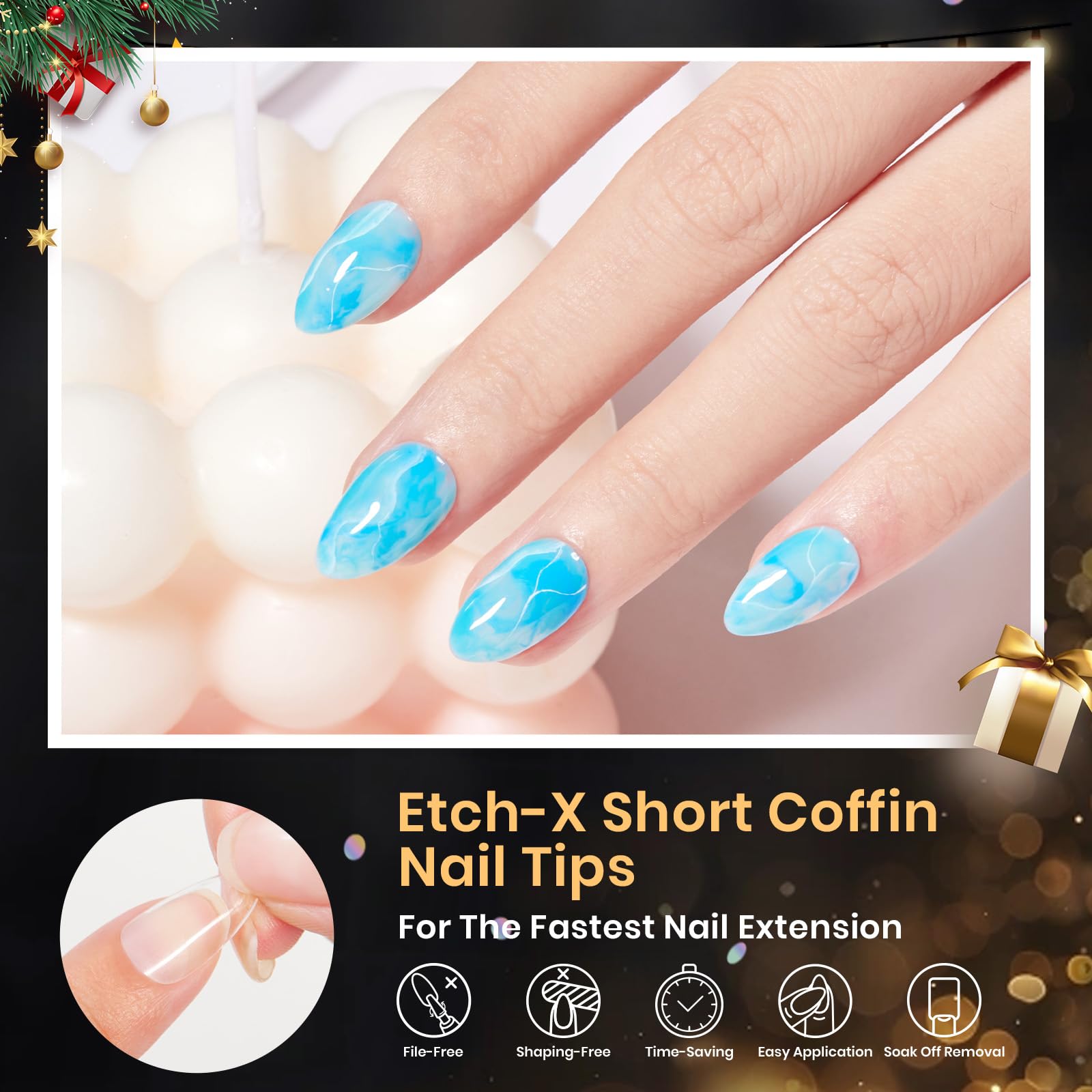 Beetles pre-shape short almond tips 12 sizes quick fit
