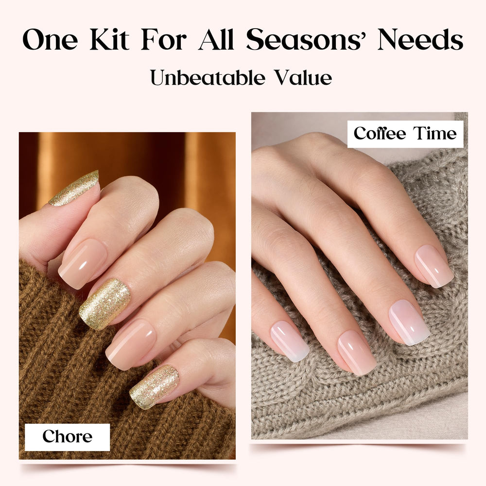 Beetles press on nails caramel drift french-tip nails display versatile styling options