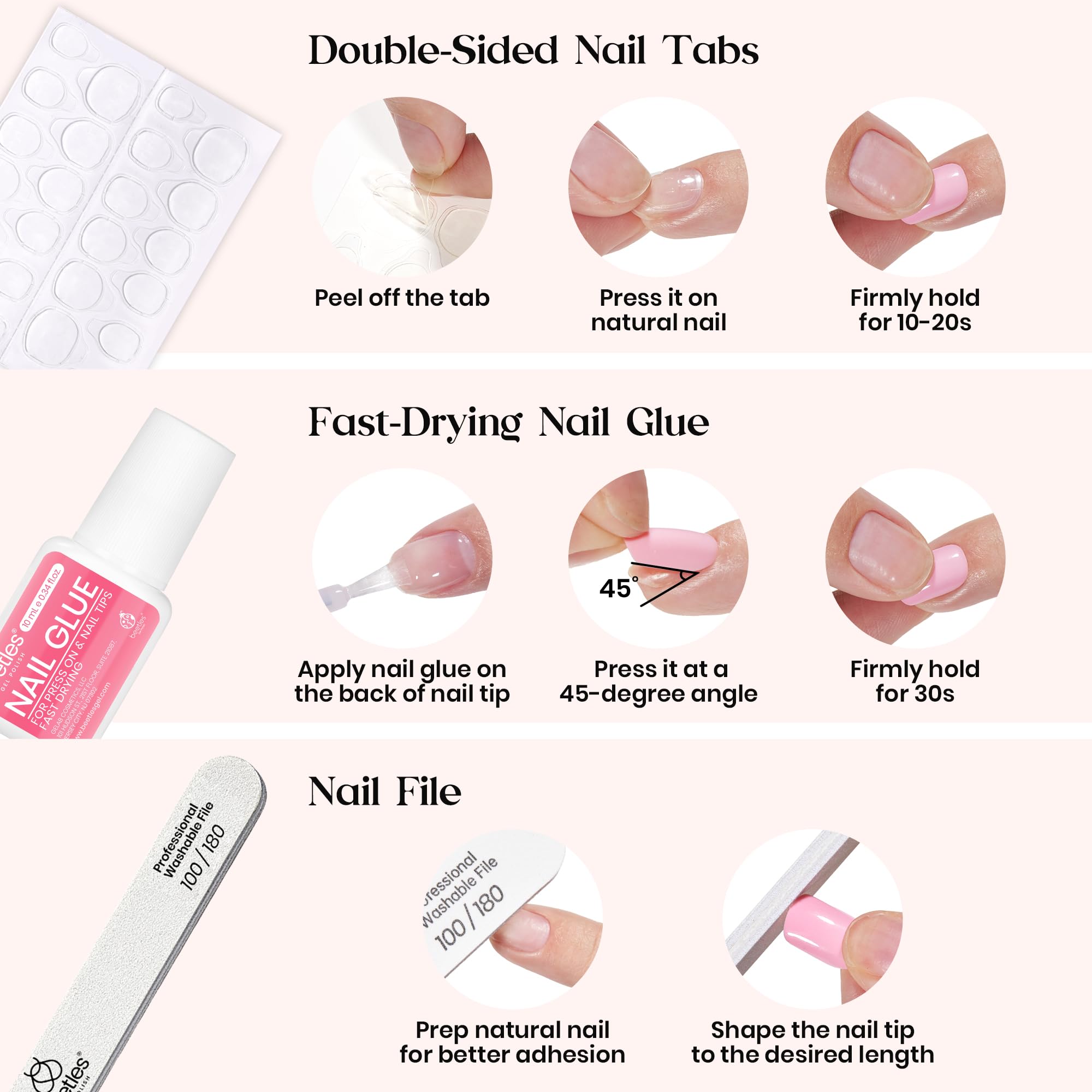Beetles press on nails caramel drift nail file image shows shaping tool for precise edges