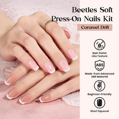 Beetles press on nails caramel drift color nails closeup highlights glossy finish