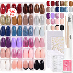 Beetles Press On Nails Kit Bubble Pop closeup shows durable short nails for quick styling