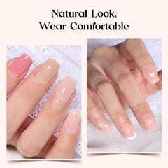 Beetles Press On Nails Kit Creamy Drizzle french tip nails shown with clean edges.