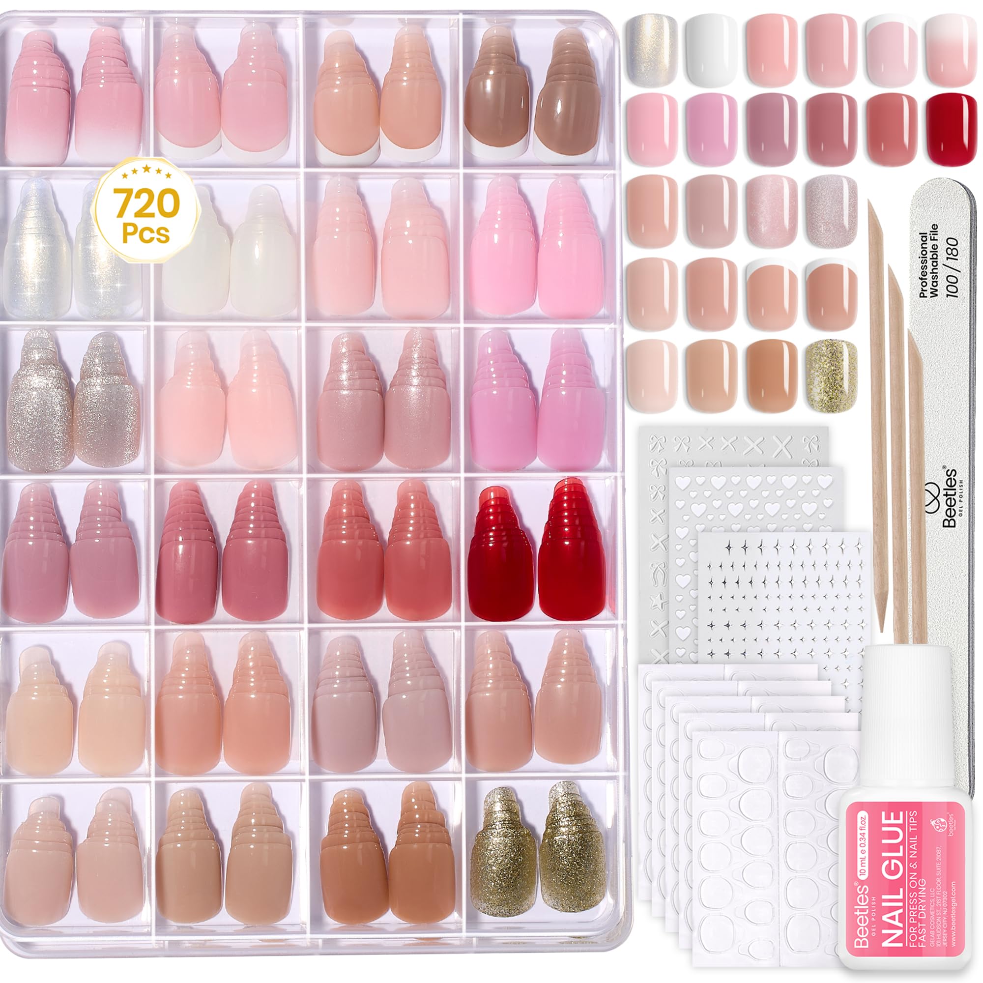 Beetles Press On Nails Kit Creamy Drizzle full set offers versatile DIY nails for quick style changes.