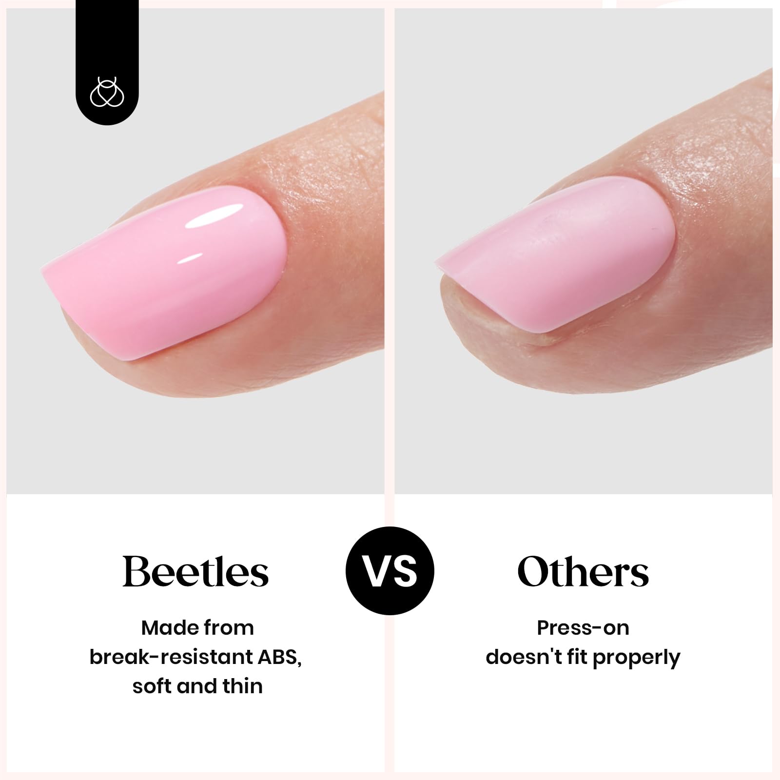 Beetles Press On Nails Kit Creamy Drizzle glue and tabs with tools organized.