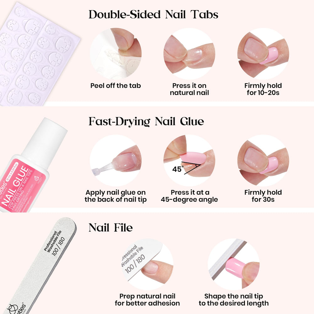 Beetles Press On Nails Kit easy DIY styling without UV light for home-use convenience