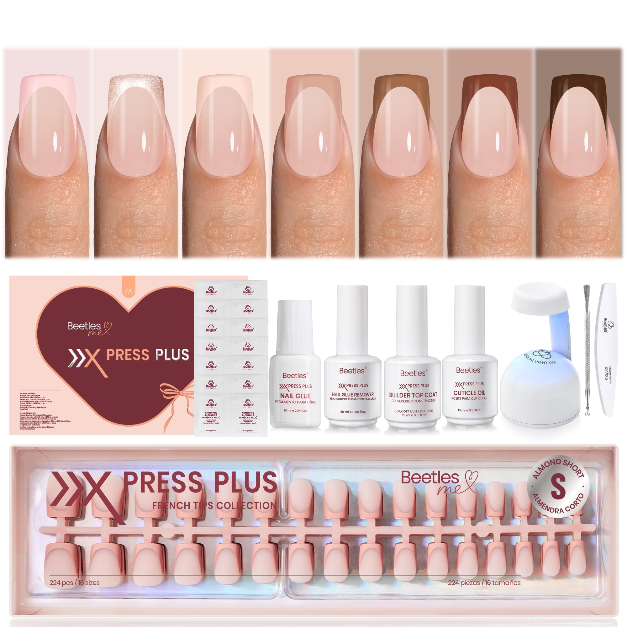Beetles press-on nails kit Mocca Mousse French for at-home manicure