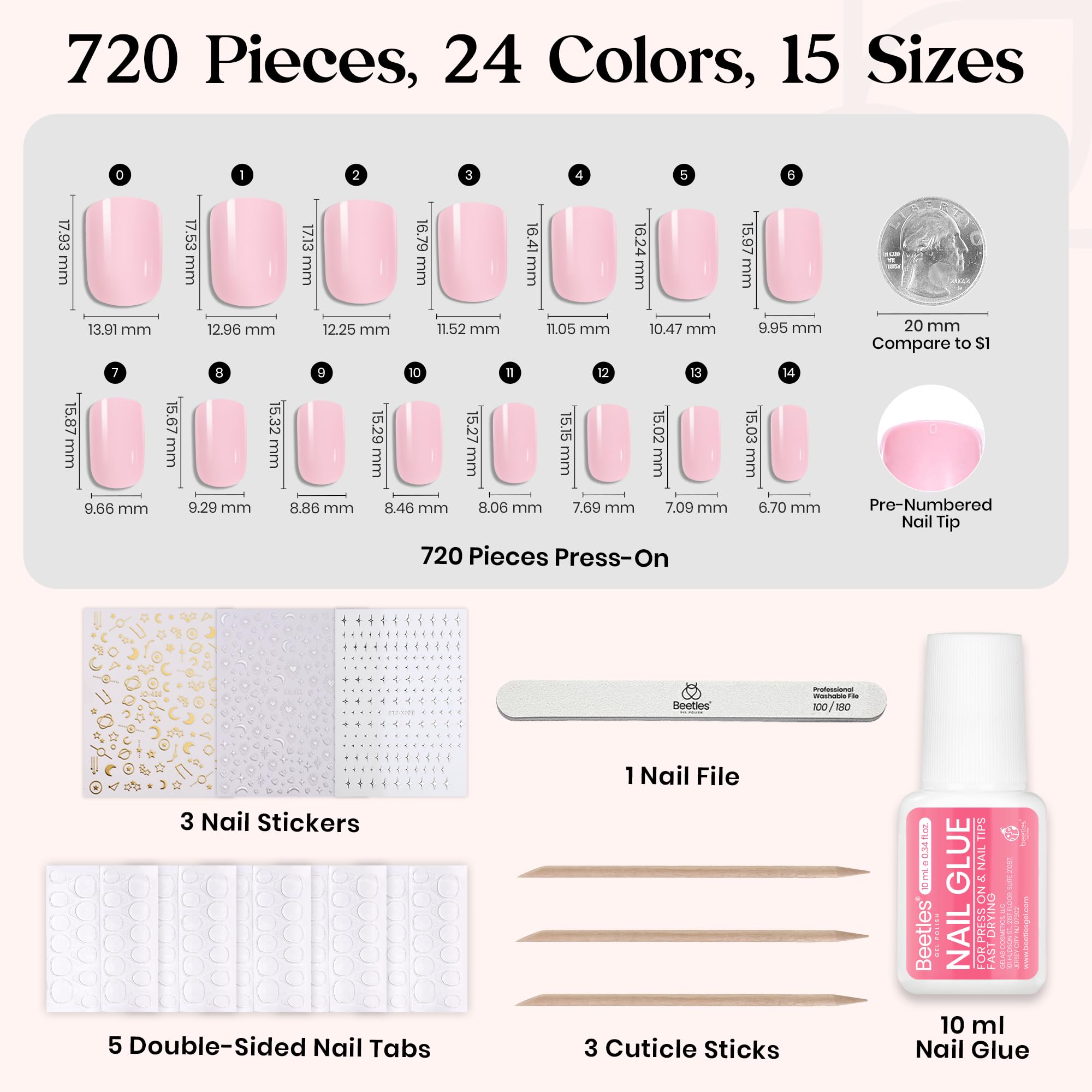 Beetles Press On Nails Kit nail stickers capture decorative details for fast nail art accents