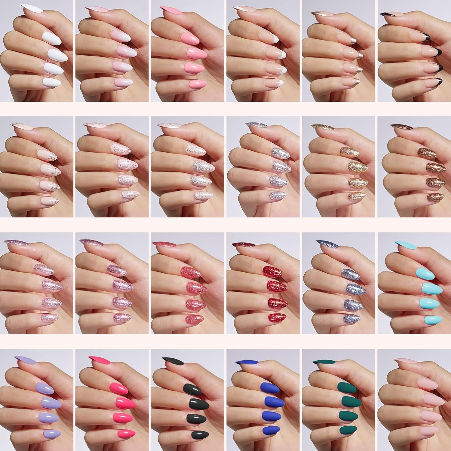 Beetles Press On Nails short almond wear display highlights natural fit for everyday tasks.