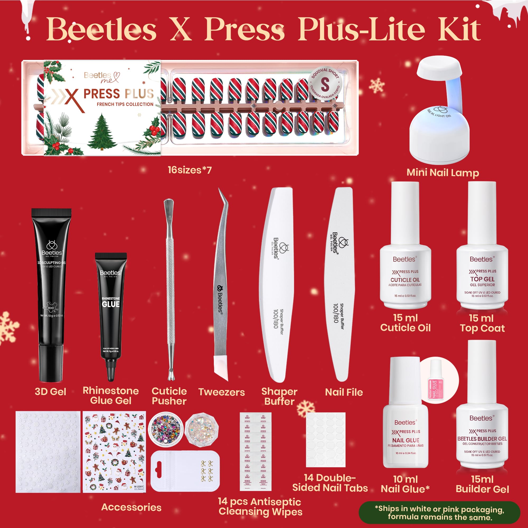 Beetles X Press Plus 3D gel for dimensional holiday nail accents.