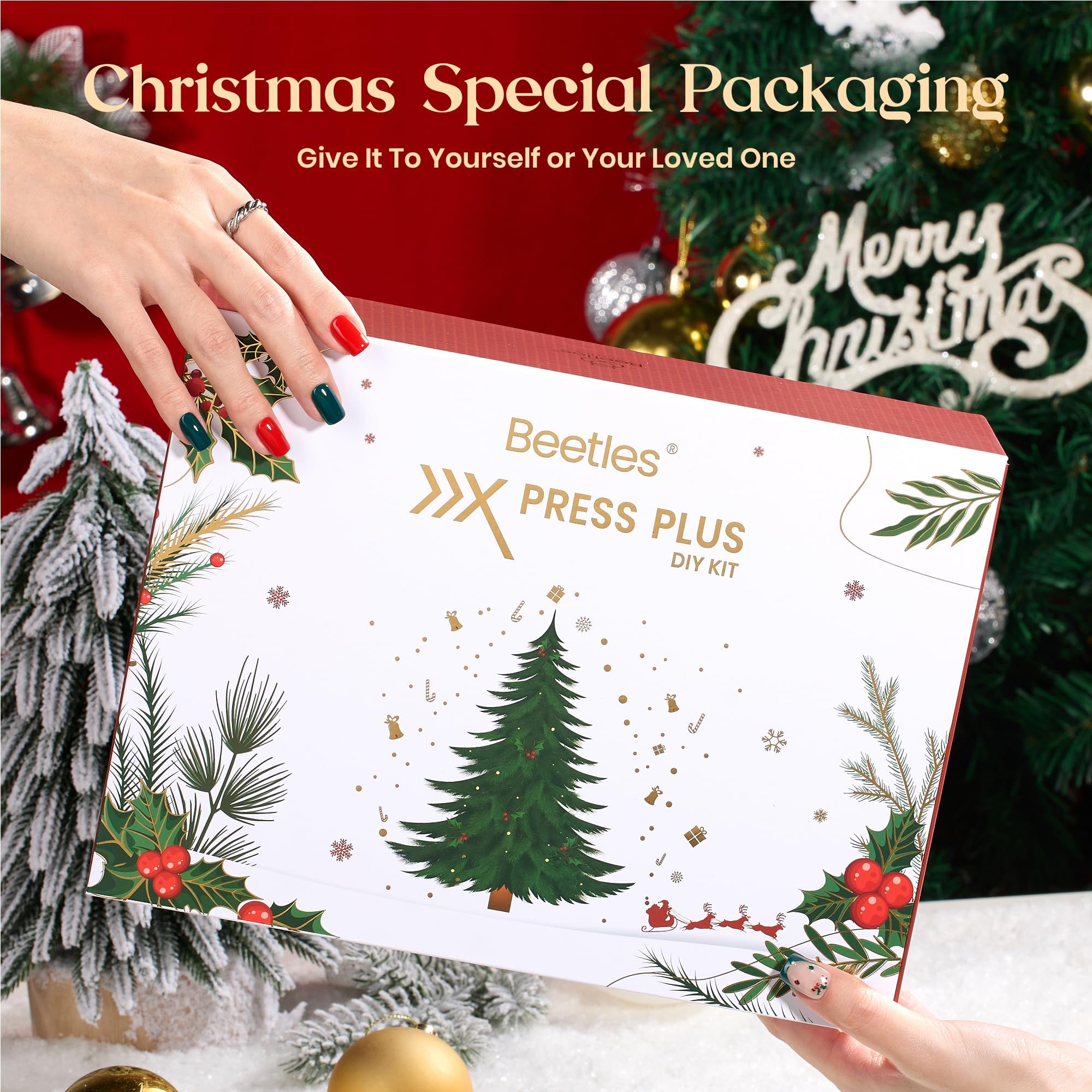 Beetles X Press Plus rhinestone glue adds subtle festive sparkle imagery.