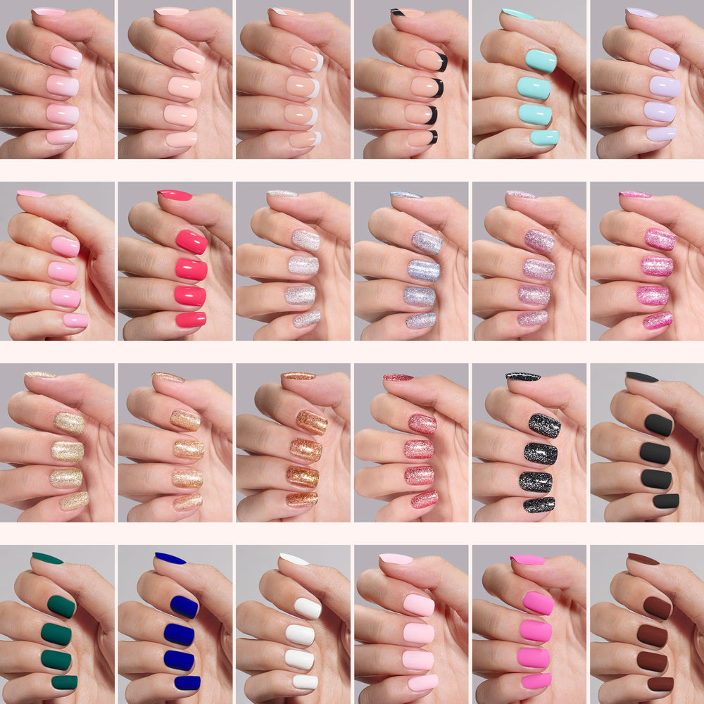 Beetles Prism Pop short square nails designed for natural, everyday wear