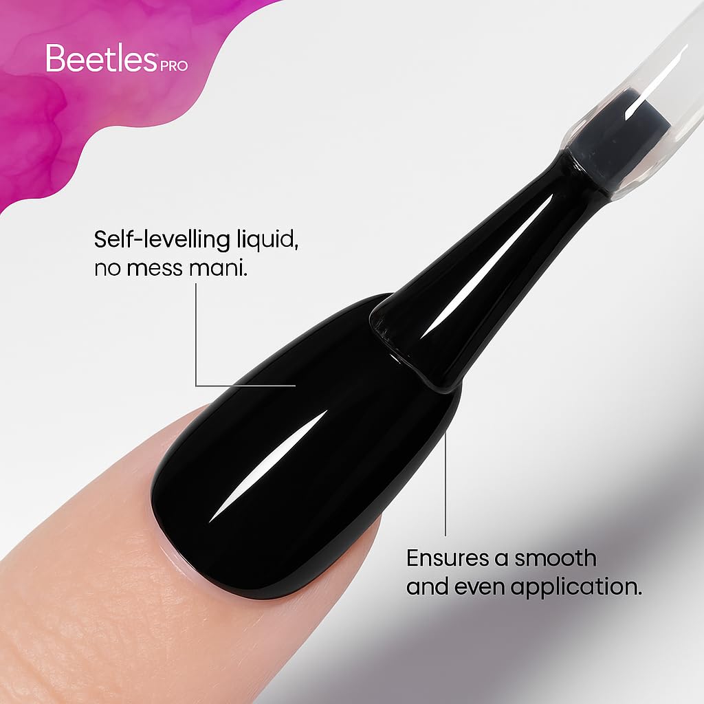 Beetles Pro Gel Top Coat brush application captures controlled coverage and refined edge sealing.