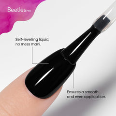 Beetles Pro Gel Top Coat brush application captures controlled coverage and refined edge sealing.
