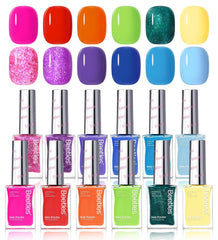Beetles quick-dry neon nail-polish-set 12-color palette for vibrant DIY manicures.