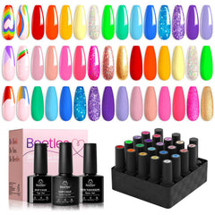 Beetles Rainbow Gel Polish Set swatches show 20 vibrant colors for quick at-home manicures
