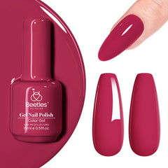 Beetles Red Gel Polish bottle shot highlighting long-lasting burgundy color