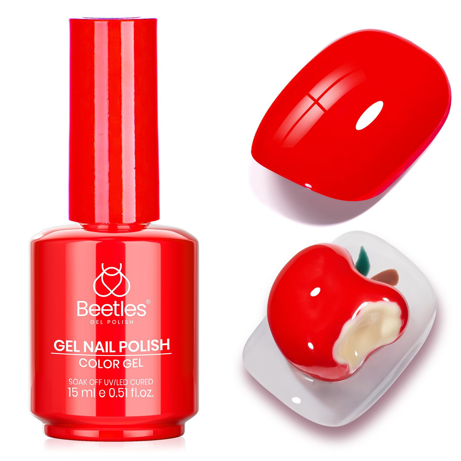 Beetles Red Gel Nail Polish bottle—classic color for salon-grade manicures at home