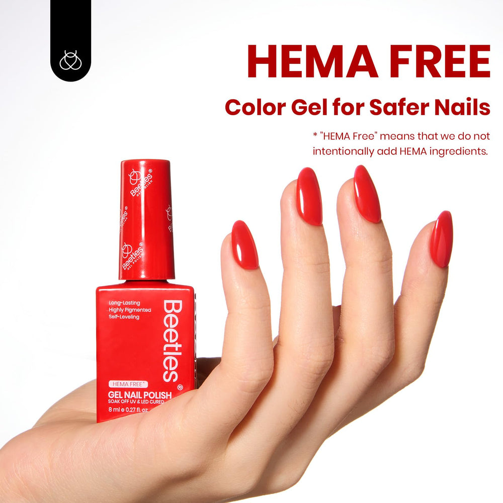 Beetles Red Gel Nail Polish brush applying smooth, even coverage for salon-quality results.