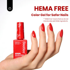 Beetles Red Gel Nail Polish brush applying smooth, even coverage for salon-quality results.