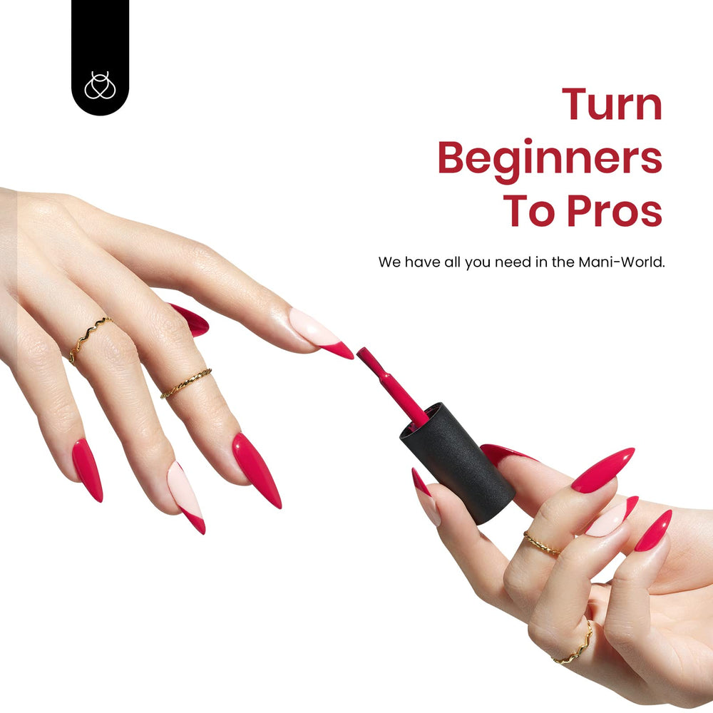 Beetles Red Gel Polish DIY manicure setup for home spa-style nails