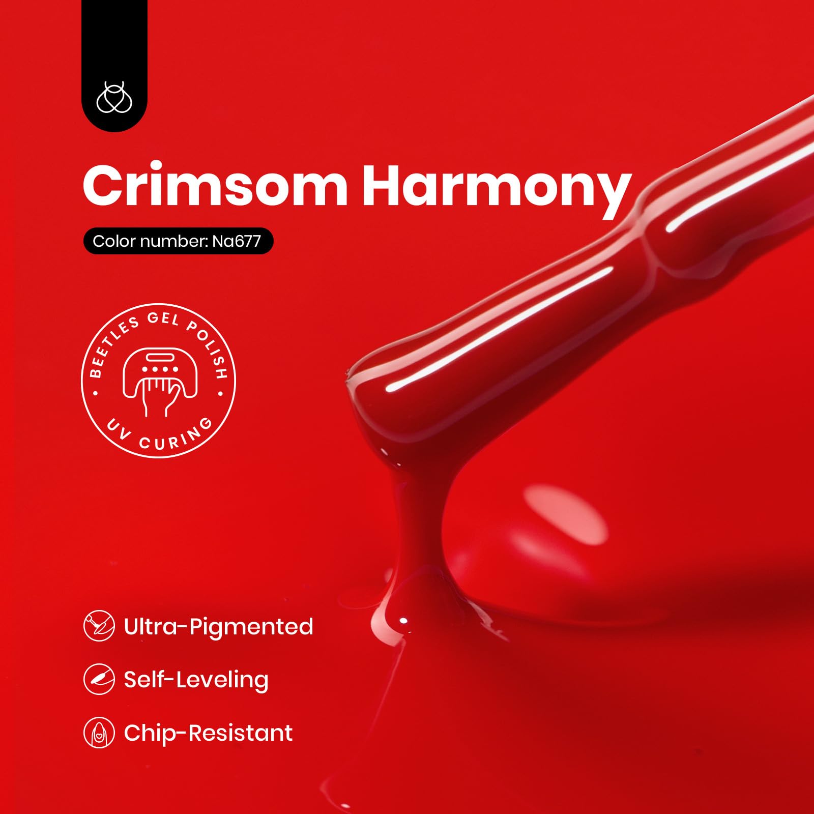 Beetles Red Gel Nail Polish swatches reveal true color and durable wear potential.