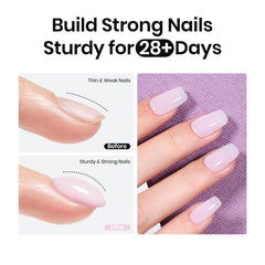 Beetles Rubber Base Gel Polish application showing two thin layers for a smooth self-leveling finish.