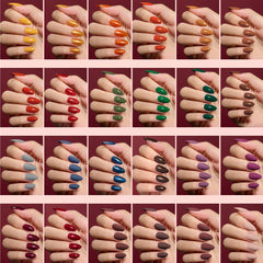 Beetles short almond nails close-up highlighting natural fit.