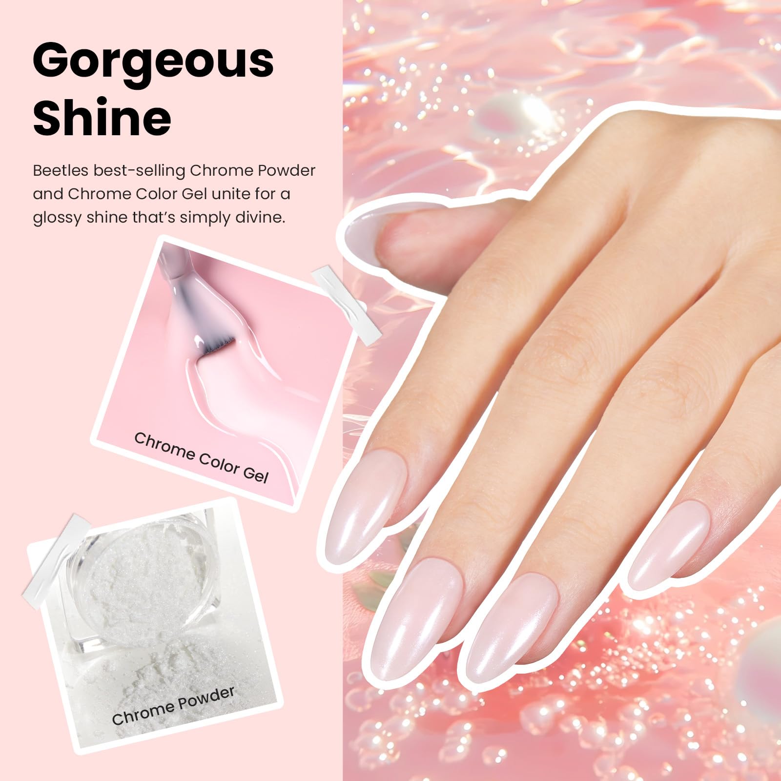 Beetles silicone nail brush used for precise chrome application