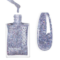 Beetles Gel Polish silver glitter bottle shows quick-dry, salon-ready sparkle