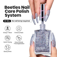 Beetles Gel Polish brush applying holographic glitter for smooth coverage