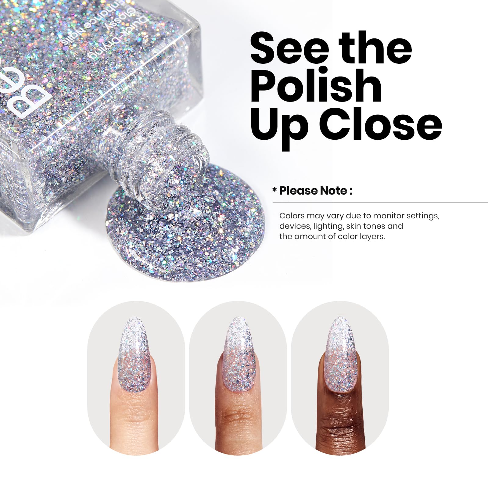Holographic sparkle from Beetles Gel Polish elevates nail art for celebrations