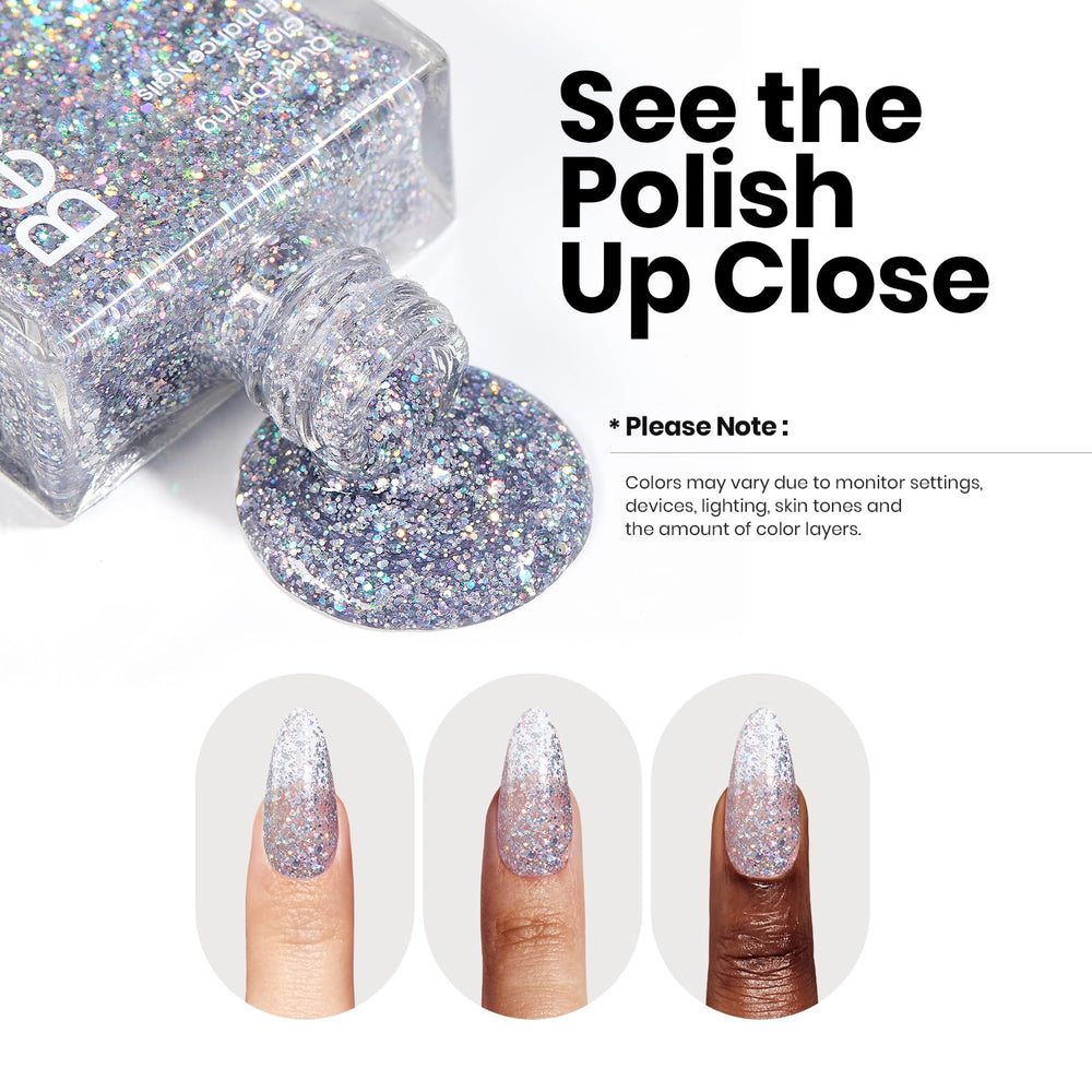 Holographic sparkle from Beetles Gel Polish elevates nail art for celebrations