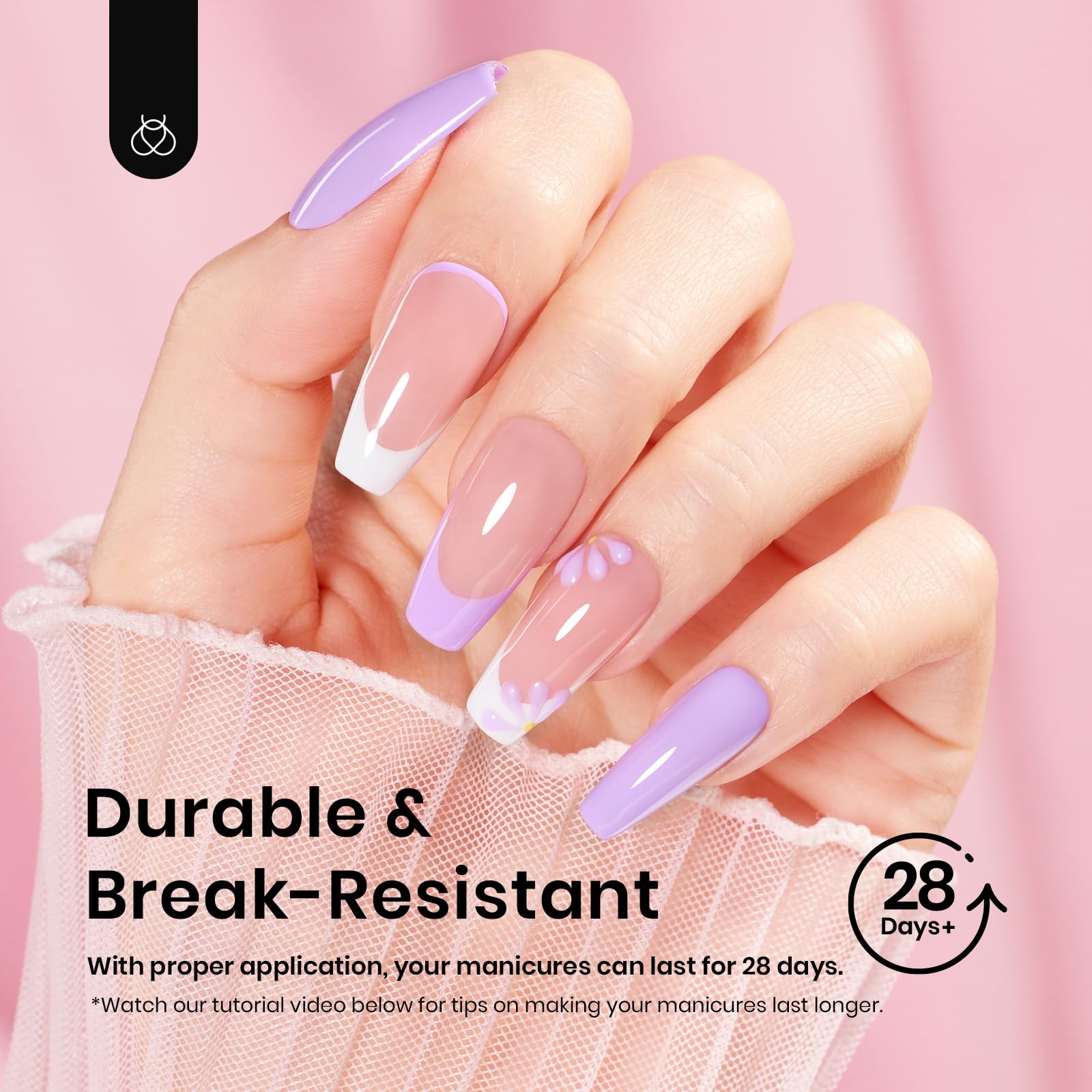 Beetles soft back edge supports comfortable attachment to natural nails.