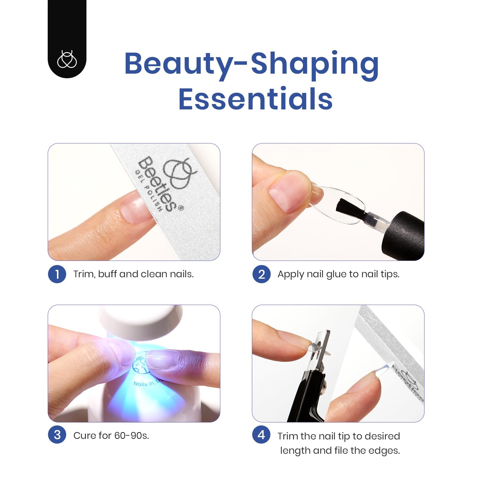 Beetles Soft Gel Nail Kit nail tips clipper for clean extensions.